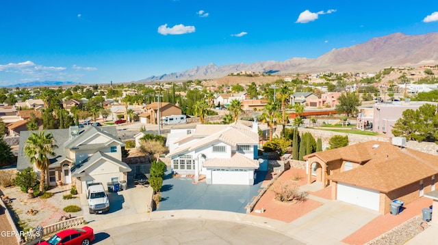 aerial view with a mountain view