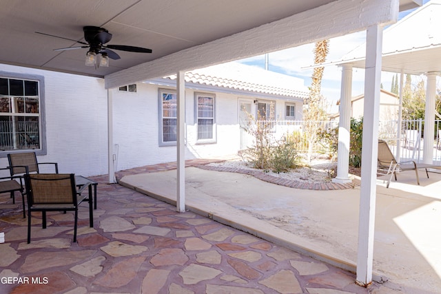 view of patio / terrace with ceiling fan