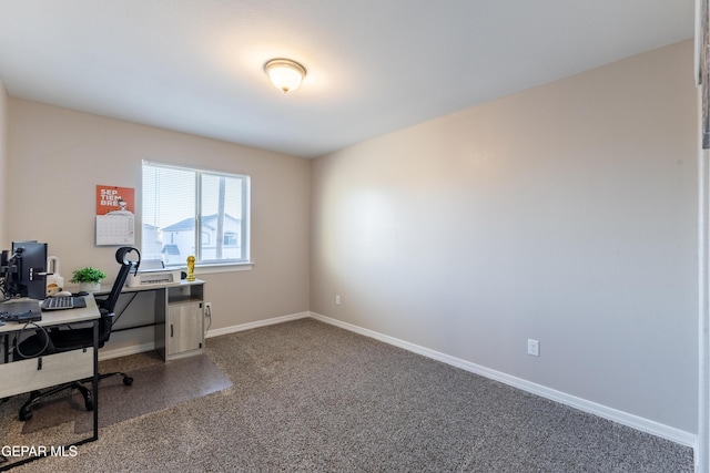 view of carpeted home office