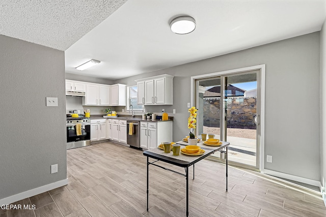 kitchen featuring white cabinetry, stainless steel appliances, and sink