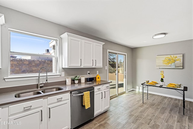 kitchen featuring white cabinetry, sink, and stainless steel dishwasher