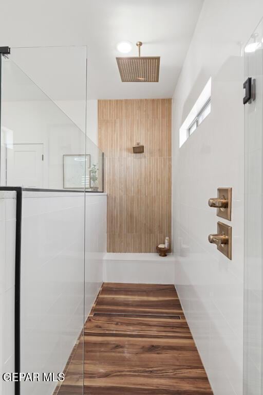 bathroom with a shower
