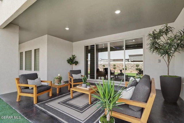 view of patio featuring an outdoor hangout area