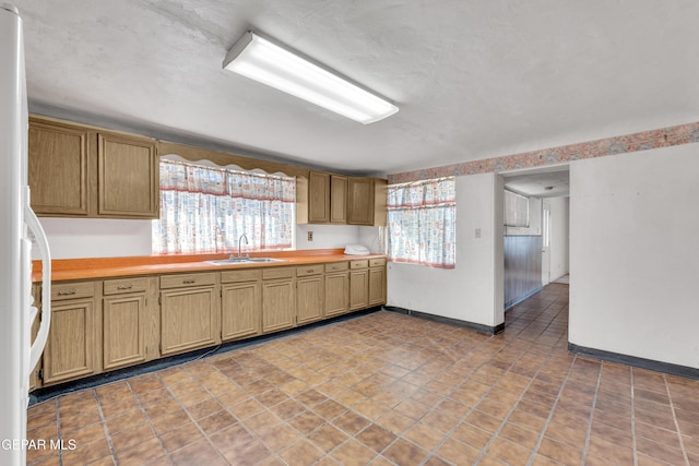 kitchen featuring sink and white fridge