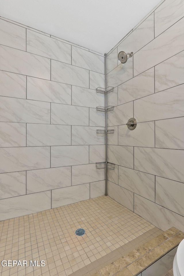 bathroom featuring a tile shower