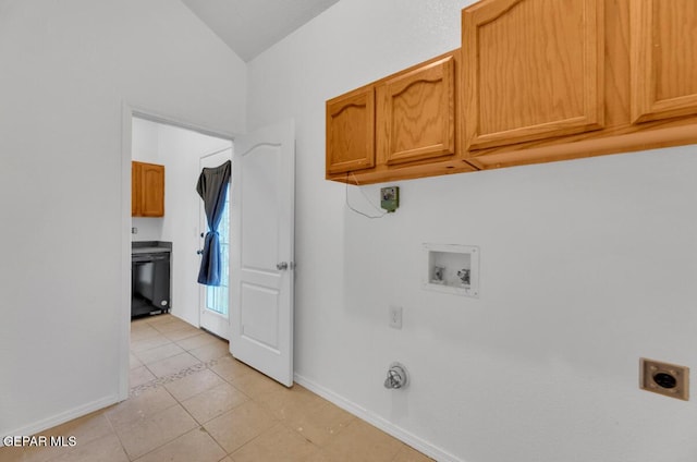 laundry room with washer hookup, cabinets, and hookup for an electric dryer