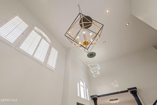 room details with a notable chandelier