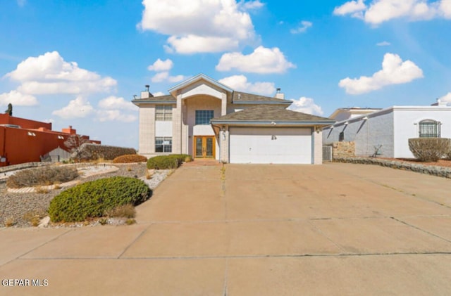 view of front property with a garage