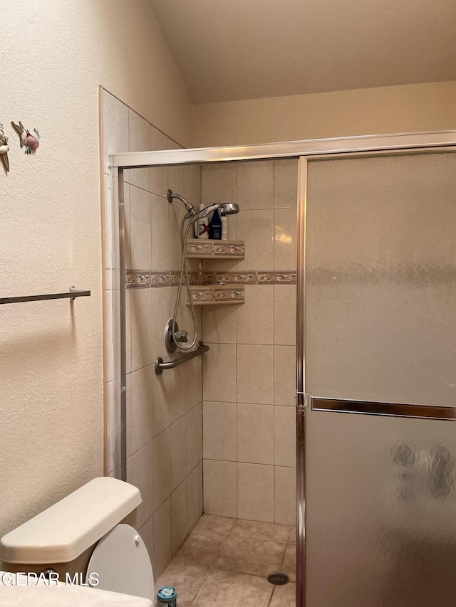 bathroom featuring toilet and walk in shower