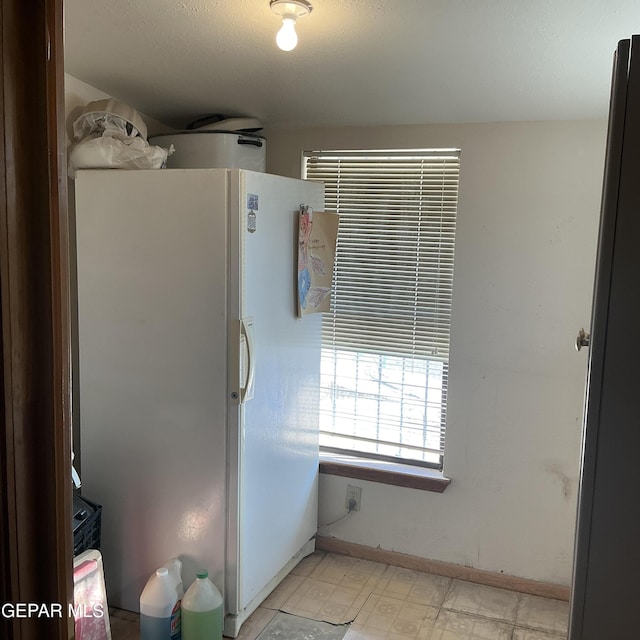 kitchen with white fridge