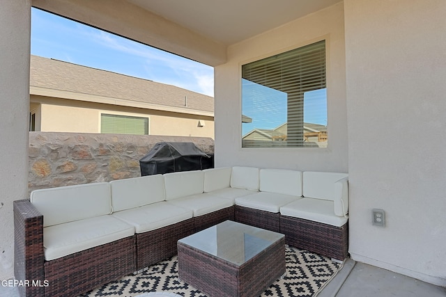 view of patio / terrace with an outdoor hangout area and grilling area