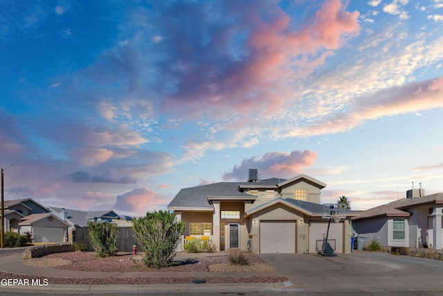 view of front facade featuring a garage