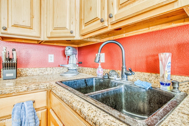 interior details featuring sink and light brown cabinetry