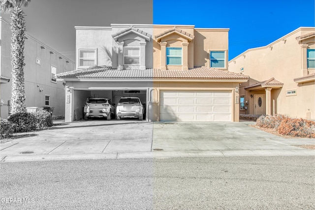 view of front of house with a garage