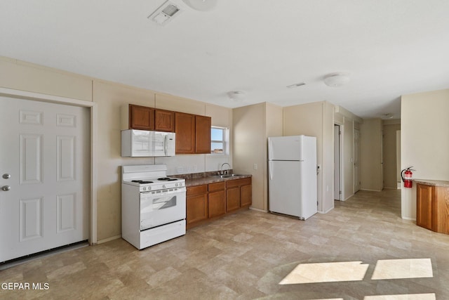 kitchen featuring sink and white appliances