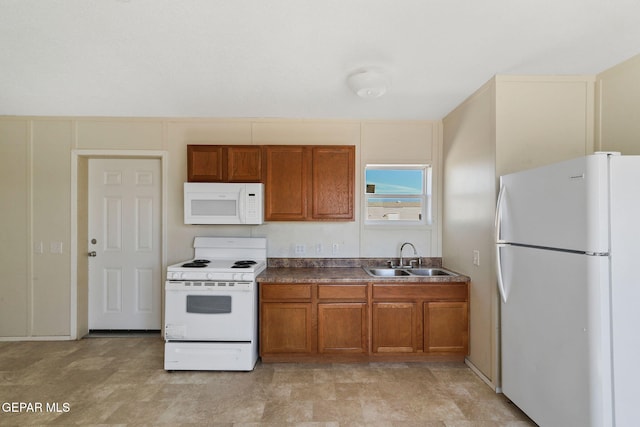 kitchen featuring sink and white appliances