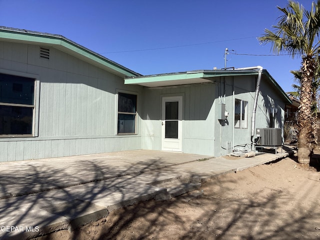 exterior space featuring a patio and central air condition unit