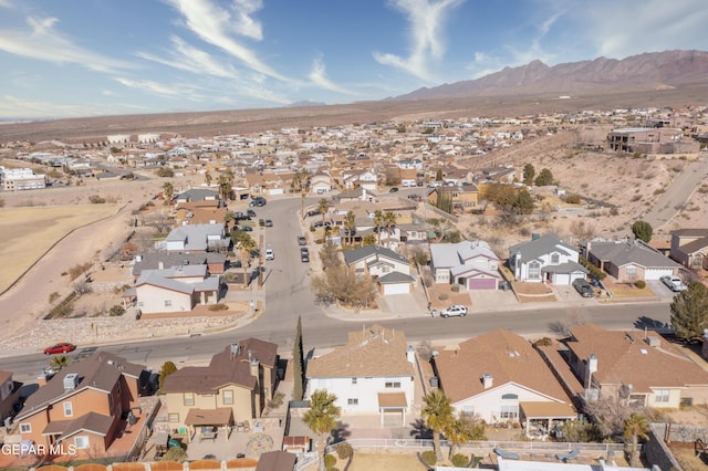 drone / aerial view with a mountain view