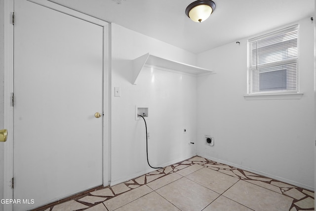 laundry room featuring washer hookup, hookup for an electric dryer, and light tile patterned flooring