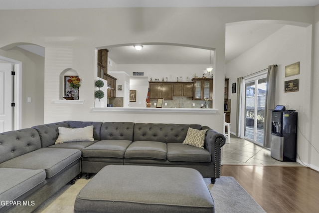 living room featuring light hardwood / wood-style floors