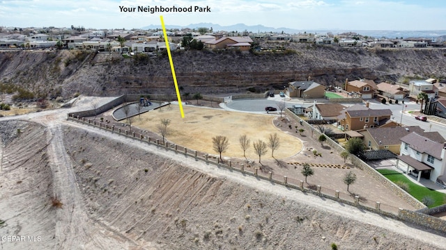 bird's eye view featuring a mountain view