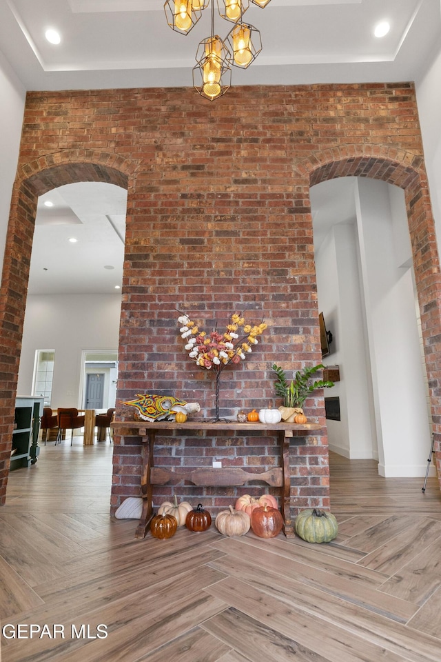 interior space with parquet floors