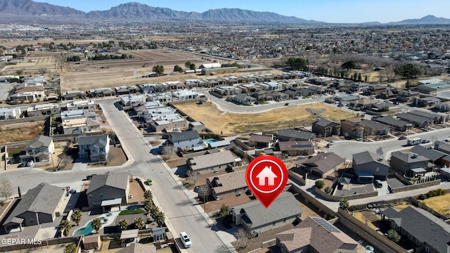 bird's eye view with a mountain view