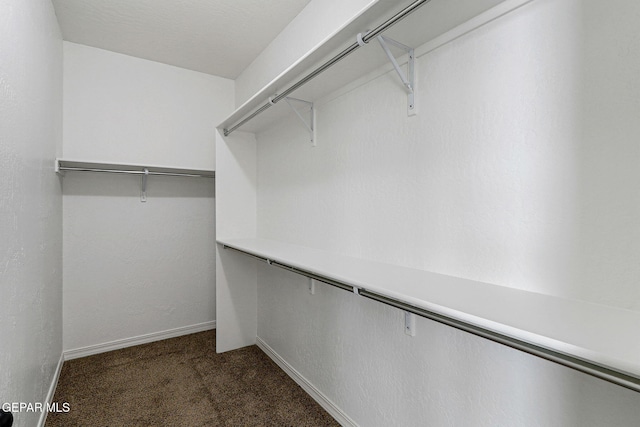 spacious closet with dark carpet