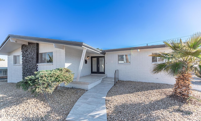 view of front of property with french doors