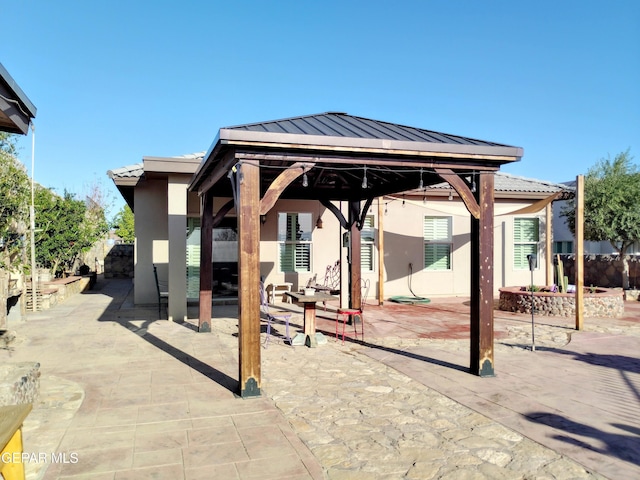 view of patio / terrace featuring a gazebo