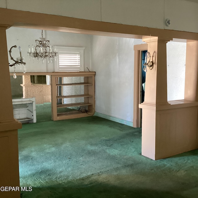 unfurnished living room with carpet floors