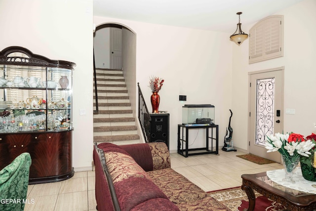 view of tiled living room