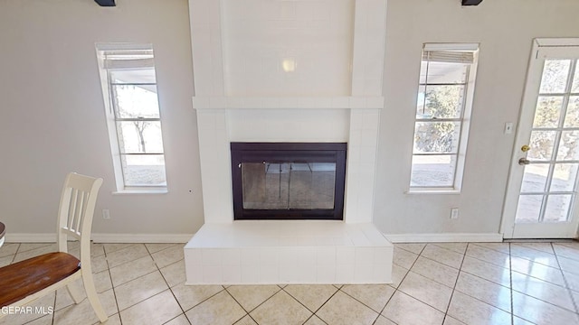 interior details featuring a fireplace