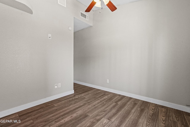 spare room featuring ceiling fan and wood-type flooring