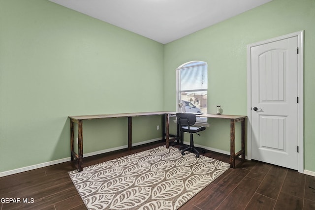 office area featuring hardwood / wood-style floors