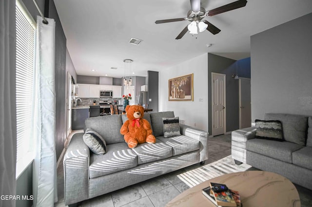 1009 Earthstar Pl, El Paso, TX 79928 - living room featuring a ceiling fan and visible vents