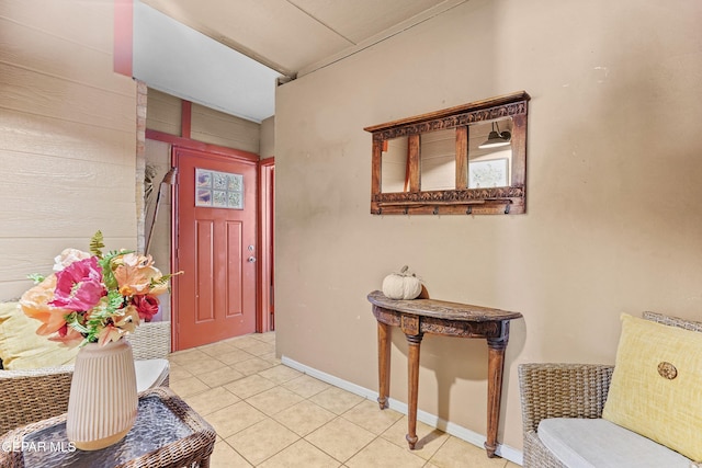 interior space featuring light tile patterned flooring