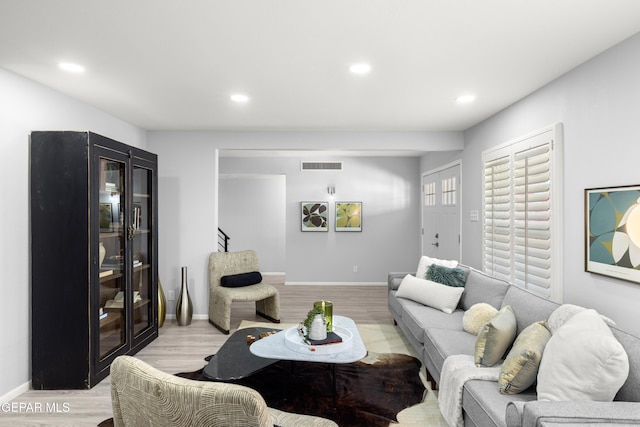 living room featuring light hardwood / wood-style flooring