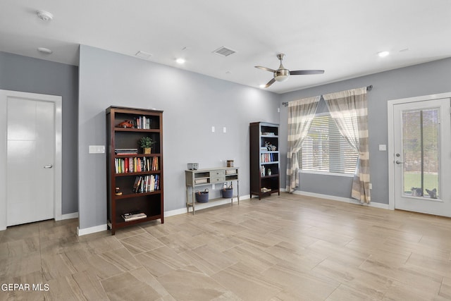 miscellaneous room with ceiling fan