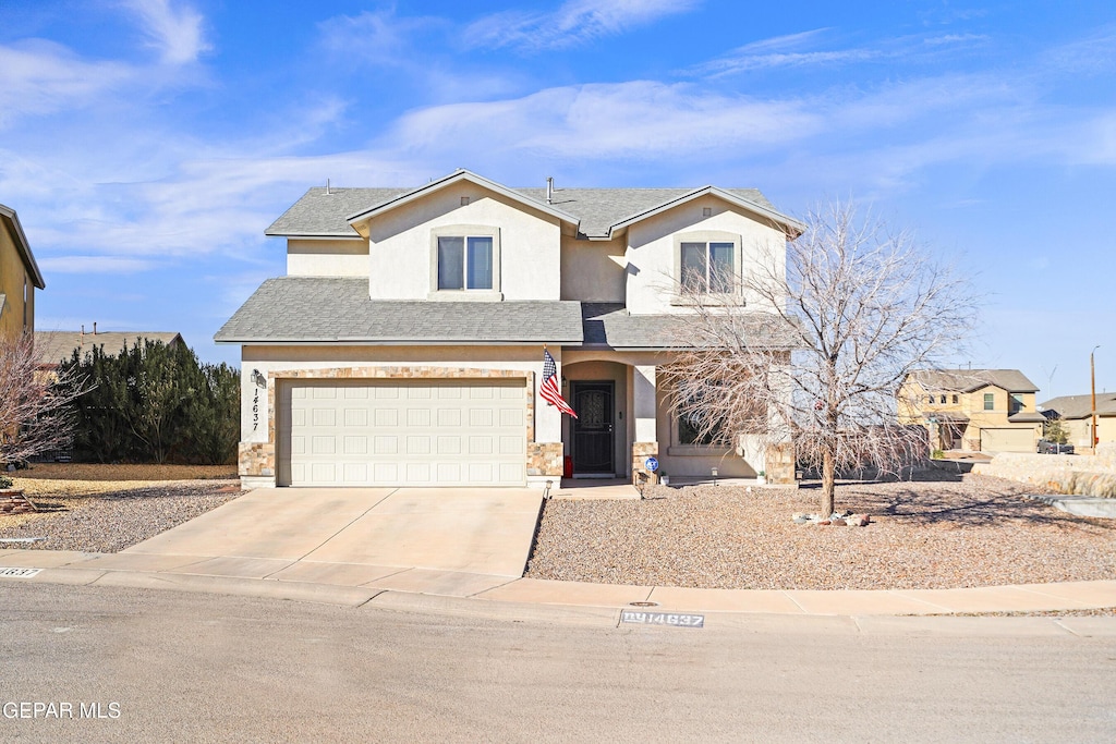 view of property featuring a garage