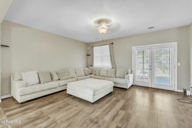 living room with light wood-type flooring