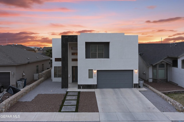 contemporary home with a garage