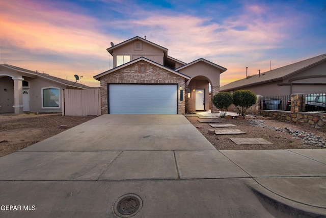 view of front of home featuring a garage