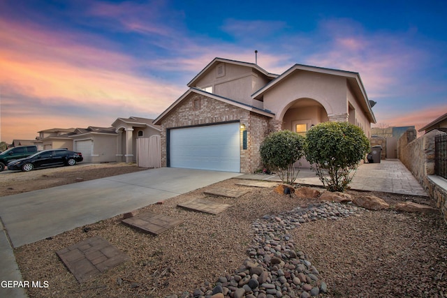 view of front of property with a garage