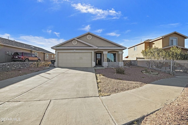 single story home with a garage