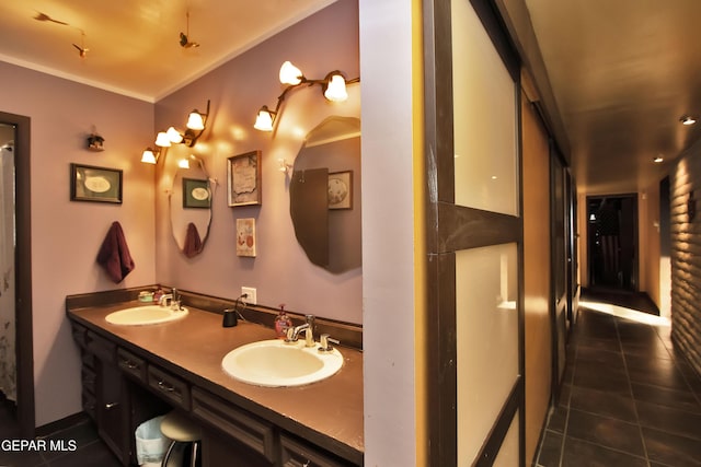 bathroom featuring vanity and tile patterned floors