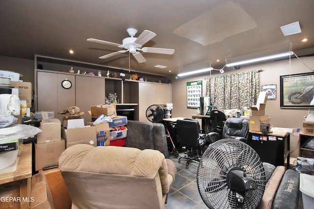 cinema featuring ceiling fan