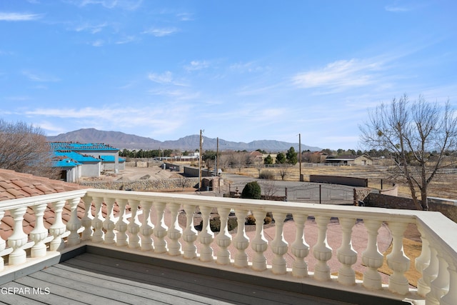 deck featuring a mountain view