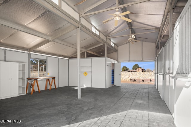 garage featuring ceiling fan