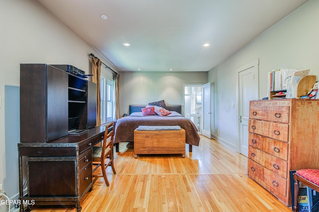 bedroom featuring light wood-type flooring